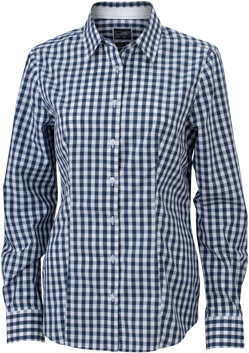 James & Nicholson | JN 616 Ladies Poplin Plaid Blouse long-sleeve