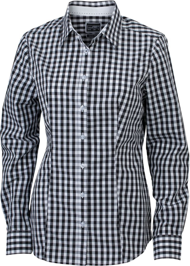 James & Nicholson | JN 616 Ladies Poplin Plaid Blouse long-sleeve