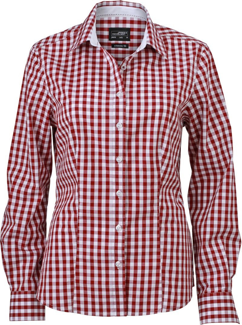 James et Nicholson | JN 616 Popeline Plaid Blouse manches longues