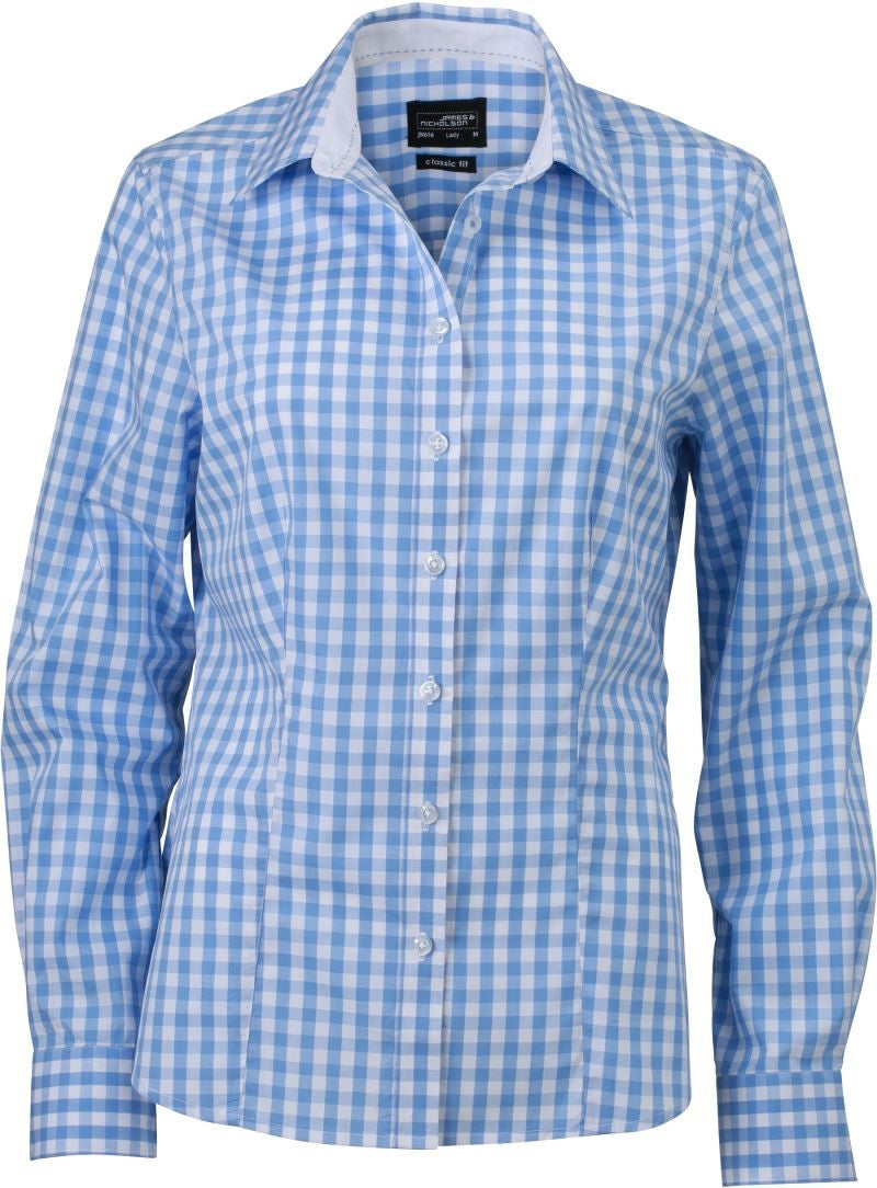 James et Nicholson | JN 616 Popeline Plaid Blouse manches longues