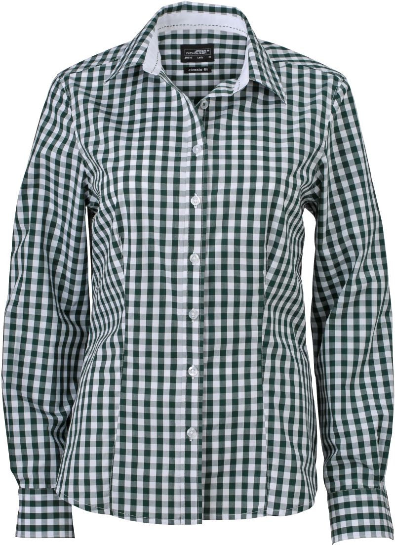 James & Nicholson | JN 616 Ladies Poplin Plaid Blouse long-sleeve