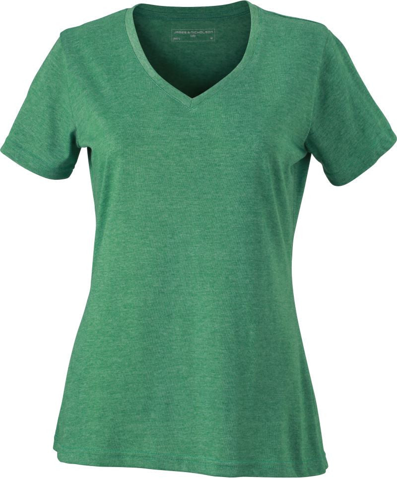 James & Nicholson | JN 973 Ladies' V-Neck Melange T-Shirt