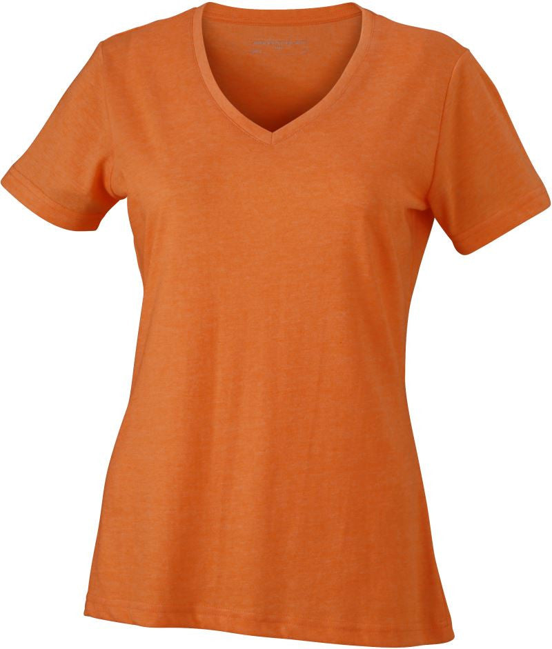 James & Nicholson | JN 973 Ladies' V-Neck Melange T-Shirt