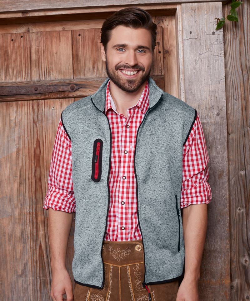 James & Nicholson | JN 774 Men's Knitted Fleece Vest with Stand-Up Collar