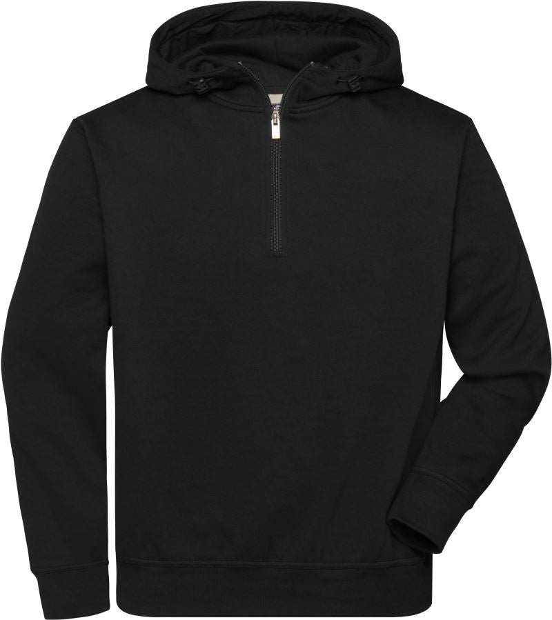 James & Nicholson | JN 839 Organic Workwear Halfzip Hooded Sweater