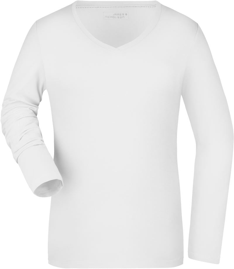 James & Nicholson | JN 929 Ladies' Stretch V-Neck T-Shirt long-sleeve