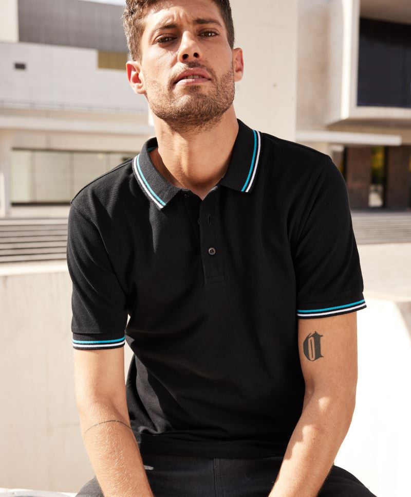 James et Nicholson | JN 1306 Heavy Polo en piqué pour homme avec rayures contrastées