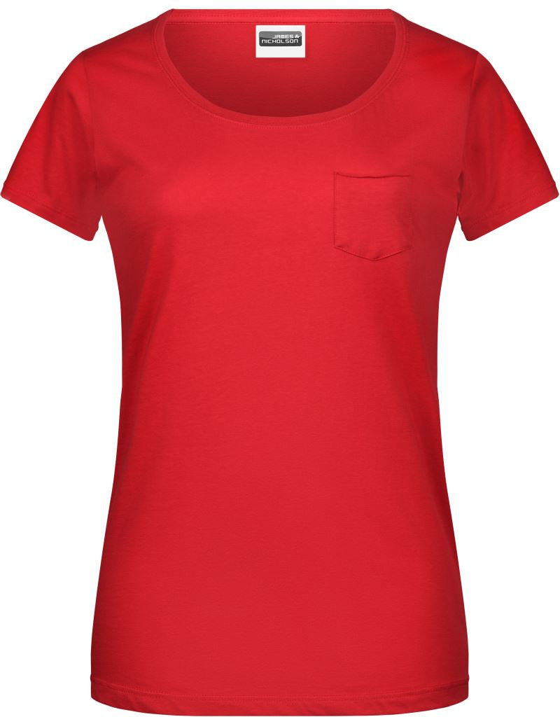 James & Nicholson | JN 8003 Ladies' Organic T-Shirt with Breast Pocket