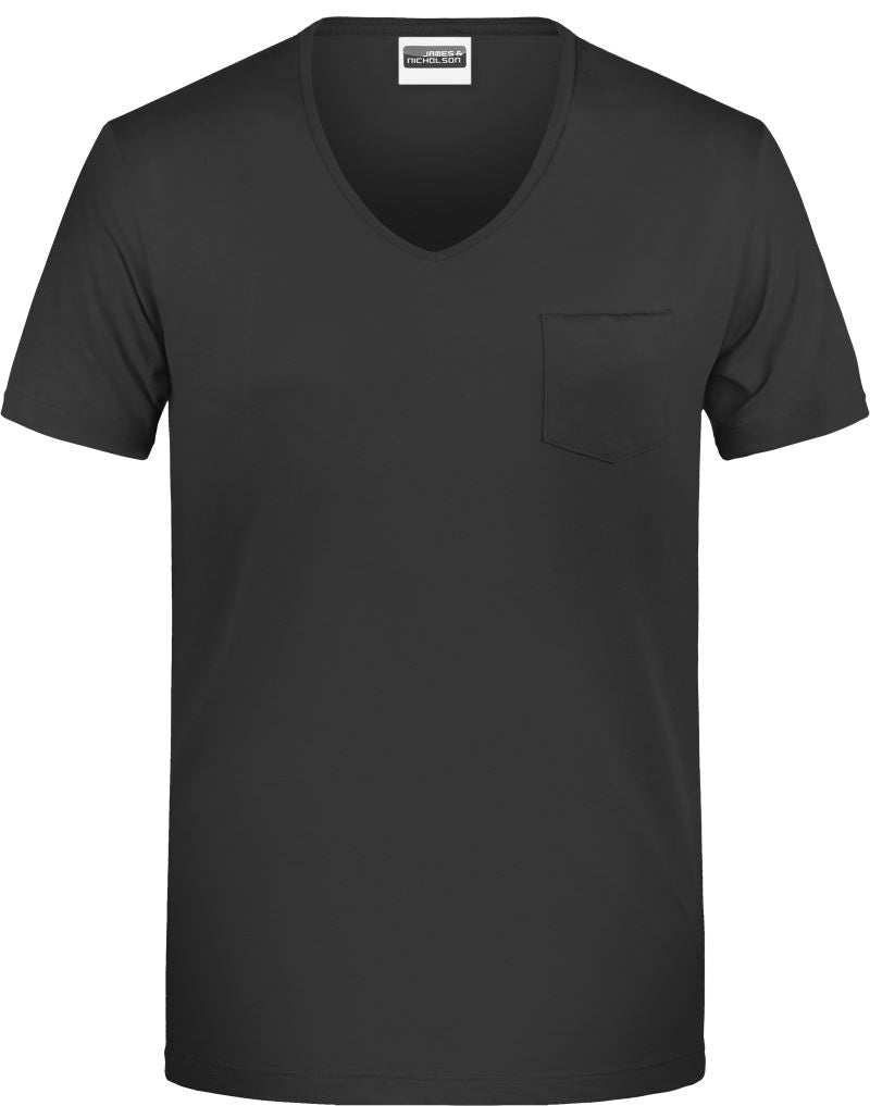 James & Nicholson | JN 8004 Men's Organic V-Neck T-Shirt with Breast Pocket