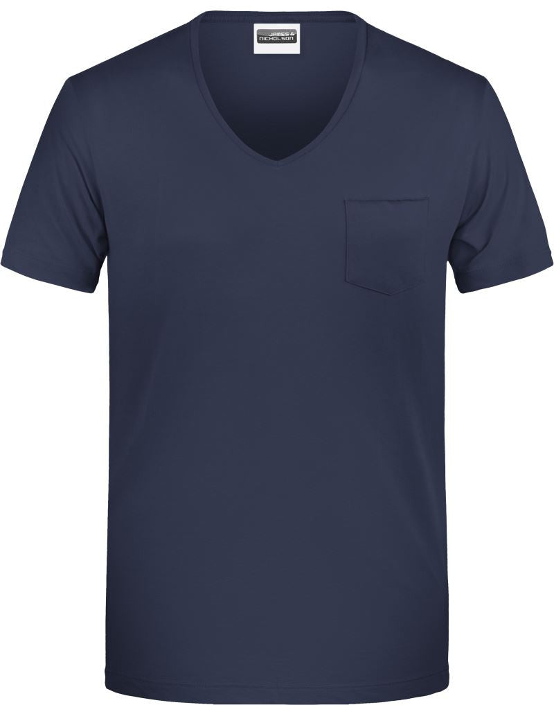 James & Nicholson | JN 8004 Men's Organic V-Neck T-Shirt with Breast Pocket