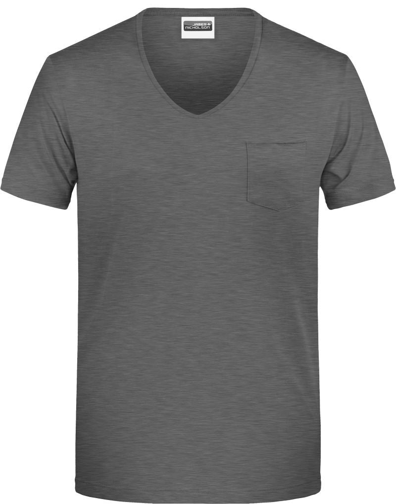 James & Nicholson | JN 8004 Men's Organic V-Neck T-Shirt with Breast Pocket