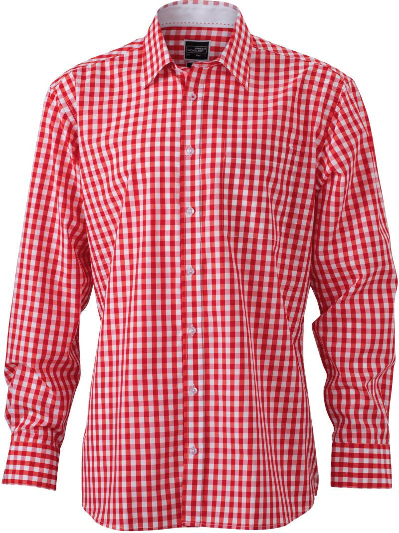 James & Nicholson | JN 617 Men's Poplin Plaid Shirt long-sleeve