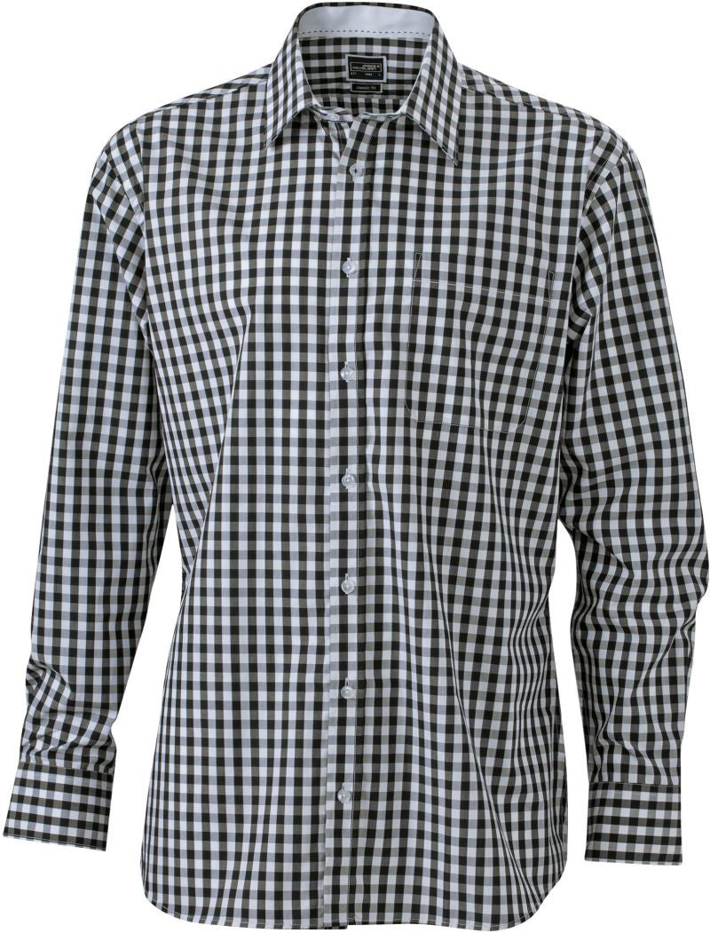 James & Nicholson | JN 617 Men's Poplin Plaid Shirt long-sleeve