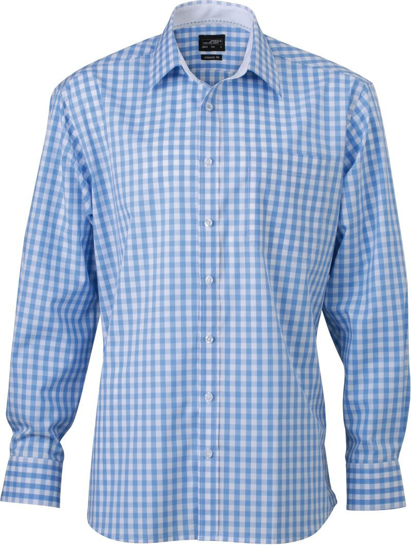 James & Nicholson | JN 617 Men's Poplin Plaid Shirt long-sleeve