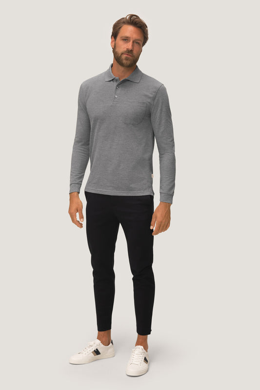 HAKRO HOMME À MANCHES LONGUES POCHE POLO HAUT (NO.809)
